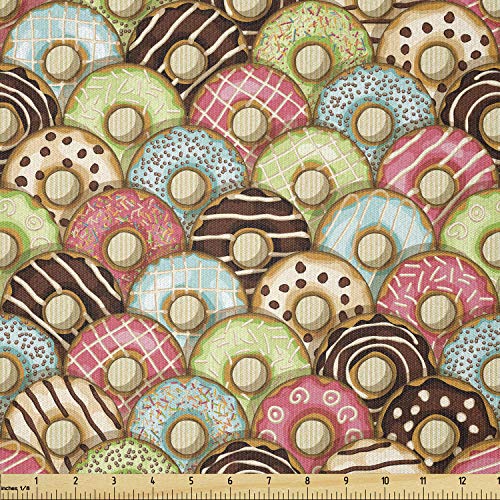 Ambesonne Tea Party Fabric by The Yard, Colorful