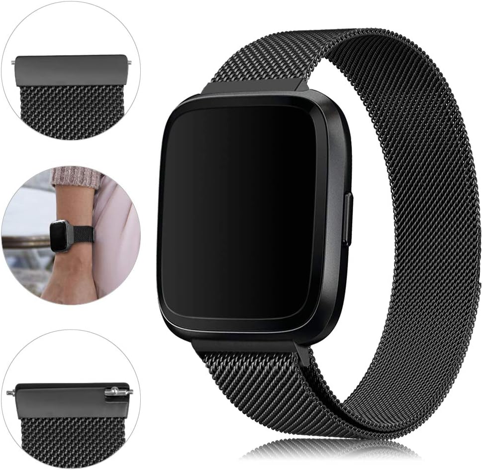 Onedream Compatible for Fitbit Versa Strap/Versa Lite Straps/Versa 2 Strap for Women Men Adjustable Sport Stainless Steel Replacement Metal Wristband Compatible for Fitbit Versa 2 Special Edition