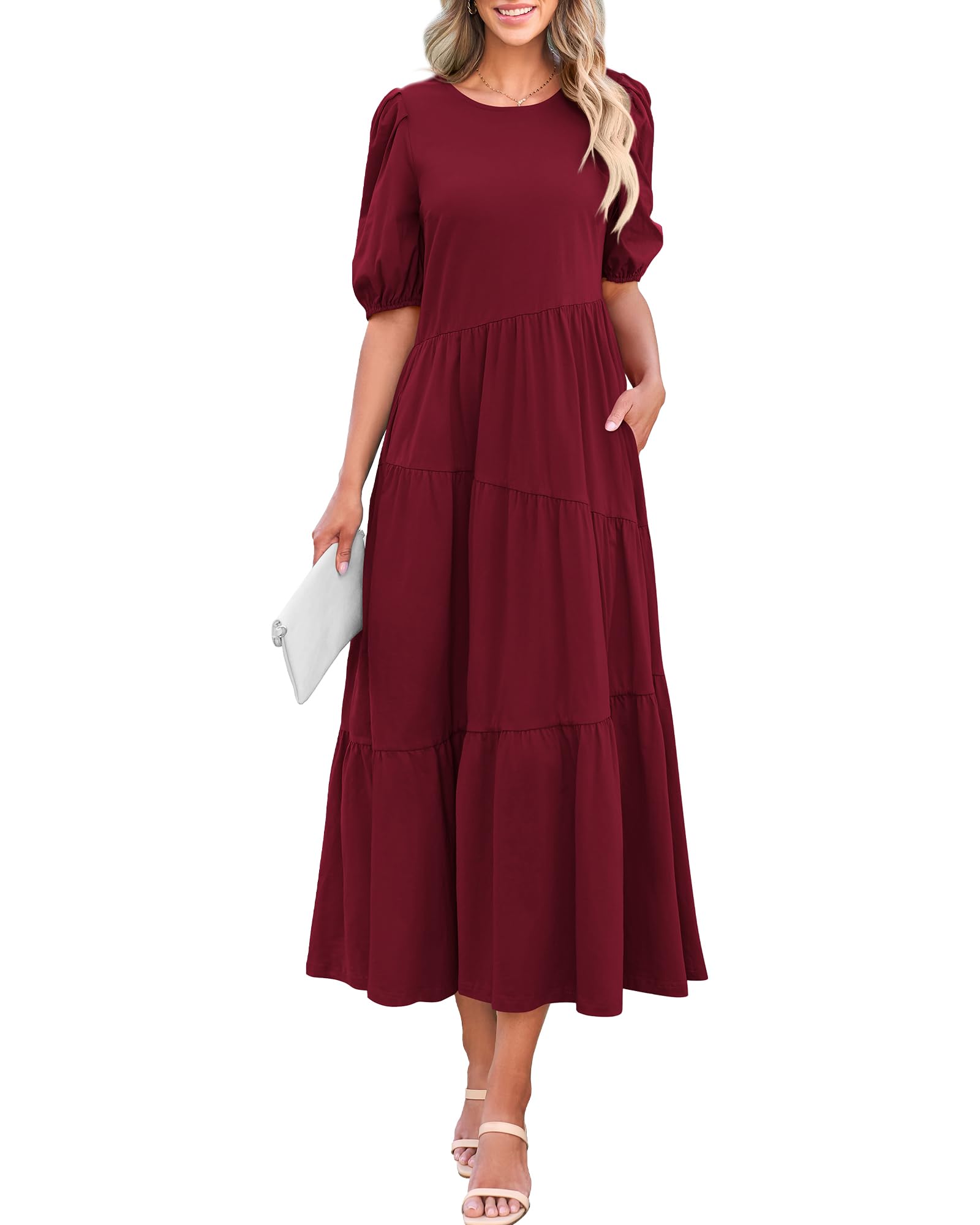 BTFBM Women Tank Midi Dress Summer Crewneck Sleeveless Pleated A Line Business Casual Formal Sweater Spring Dresses 2026