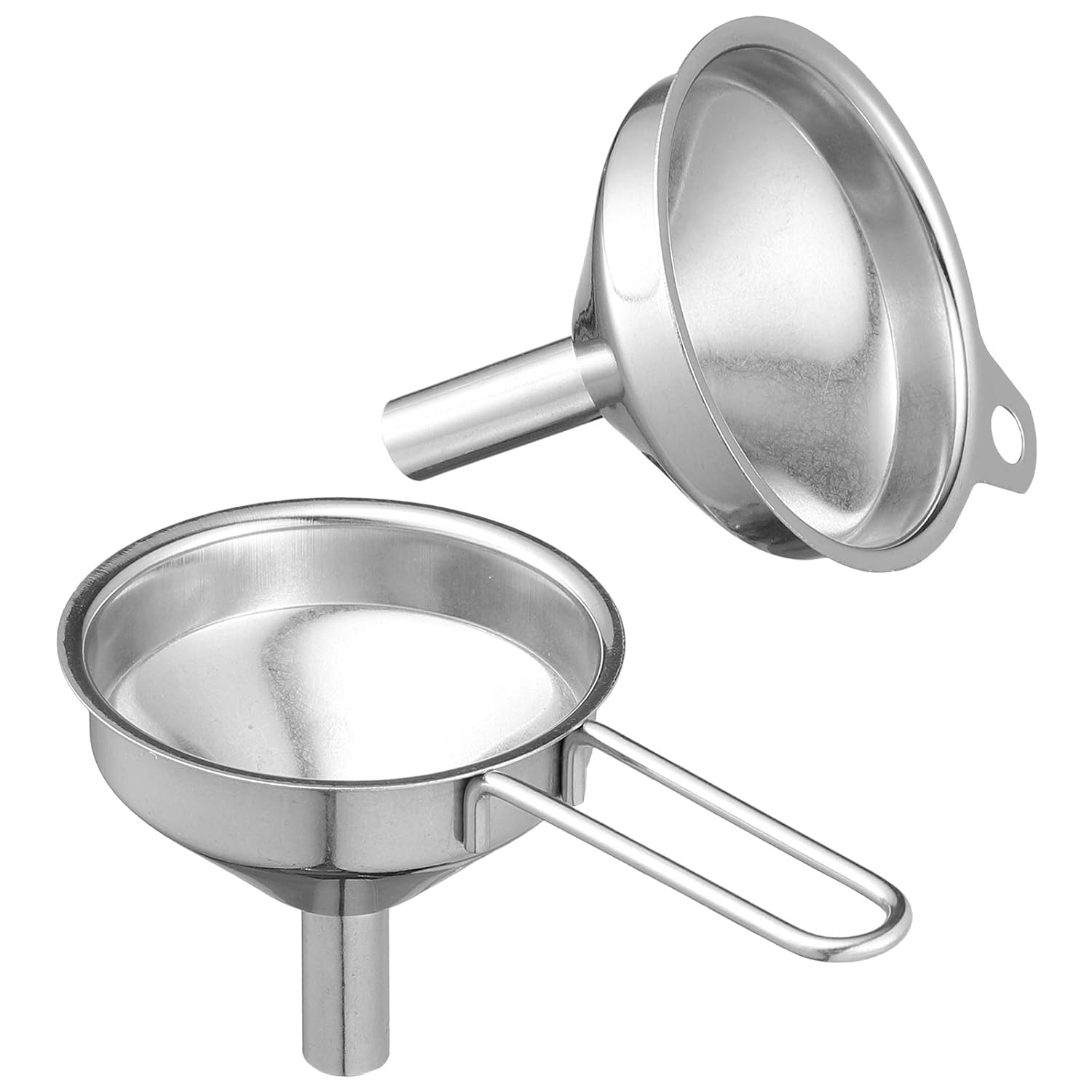 2pcs Stainless Steel Funnel Kitchen Oil Liquid Funnel Metal Funnel