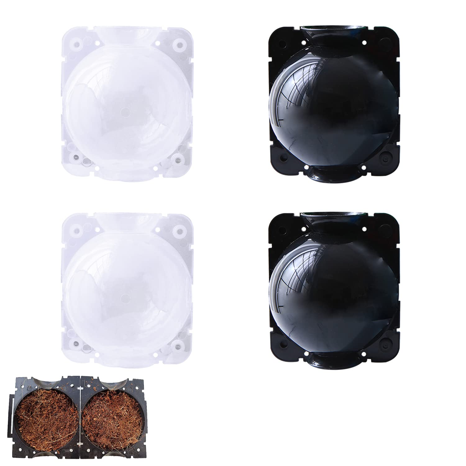 Yhuasia 4 Pieces Breeding Ball,Plant Grafting Ball,High Pressure Propagation Ball,Grafting Ball,for Botanical Garden Cutting Grafting Rooting Growth Breeding(Black+Transparent)