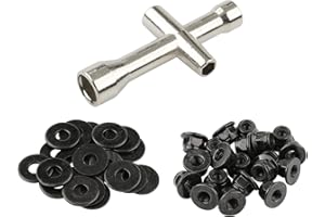Rchobbytop 20 Pairs Hex 4mm Flange Nylon Insert Locknuts and M4 Flat Washers with Small Cross Socket Wrench for Traxxas Axial HPI TLR HSP Model 1/10 RC Car Vehicles Wheel Replacement Parts, Black
