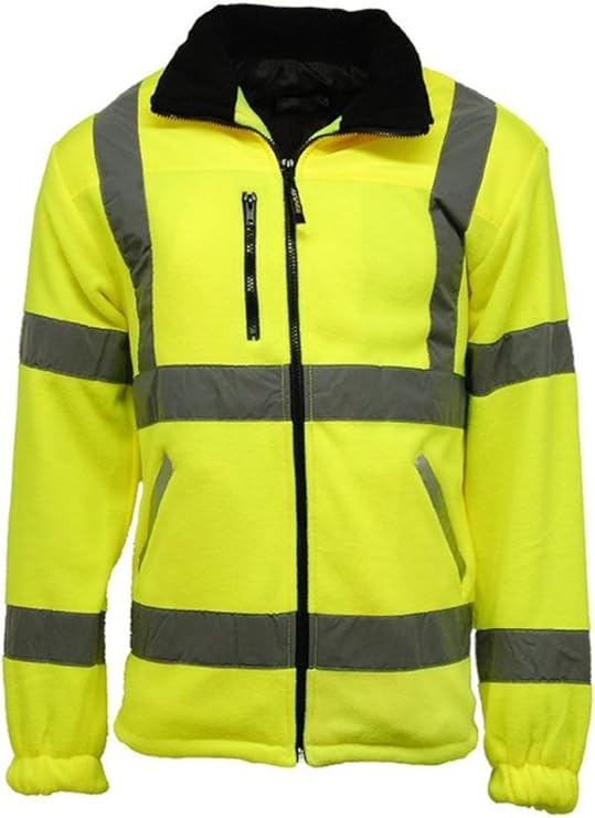 New Mens Hi Vis Fleece Jacket Heavyweight 300g Full Zip Warm 2 Side