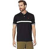 U.S. Polo Assn. Mens Short Sleeve Thin Stripe Colorblock Jersey Knit Polo Shirt