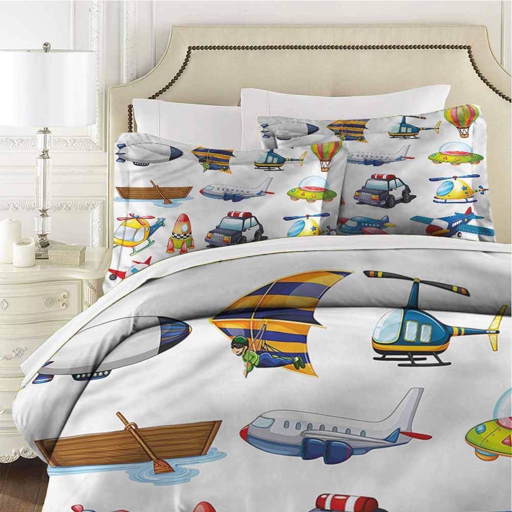 Boys Room Bedding 3-Piece Queen Bed Sheets Set,Bedding Set All Season Quilt Set Road Trip Boat Ride with Zipper Closure Ultra