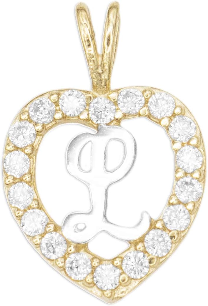 Ice On Fire Jewelry 10k Solid Gold Initial Charm Set With Cz