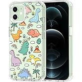 MOSNOVO Case for iPhone 12 & iPhone 12 Pro, [Buffertech 6.6ft Military-Grade Drop Protection] [Anti Peel Off Tech] Clear TPU Bumper Phone Case Cover Design - Dinosaur Land