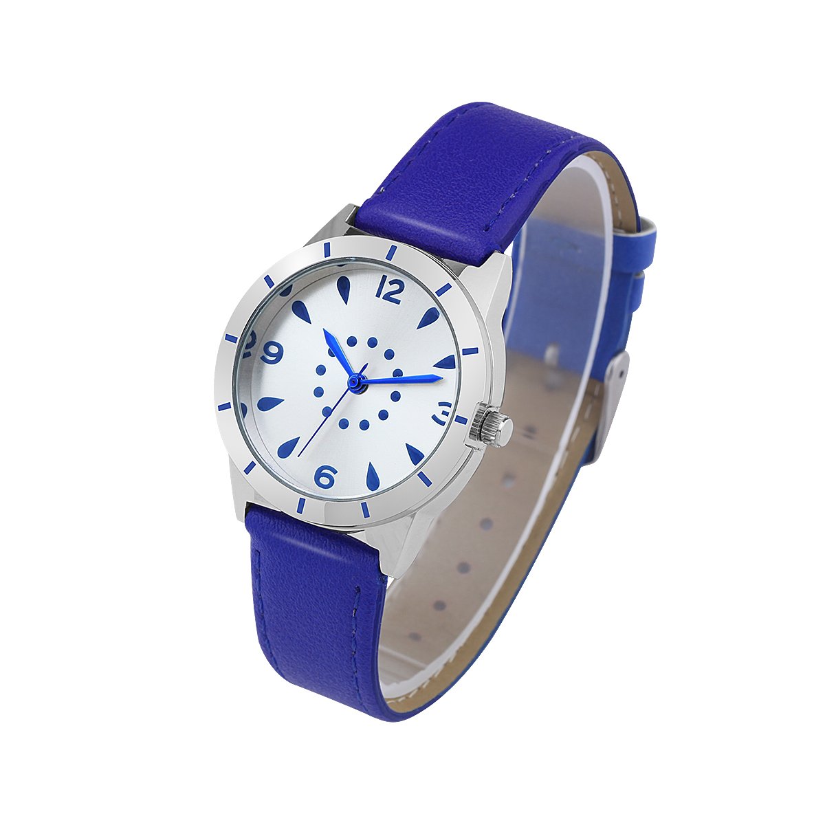 Abrray Quartz Watch Women Drop-shaped Blue Watch Zinc Alloy Case with Crystal Zircon Gem Rhinestone Chain Bracelet