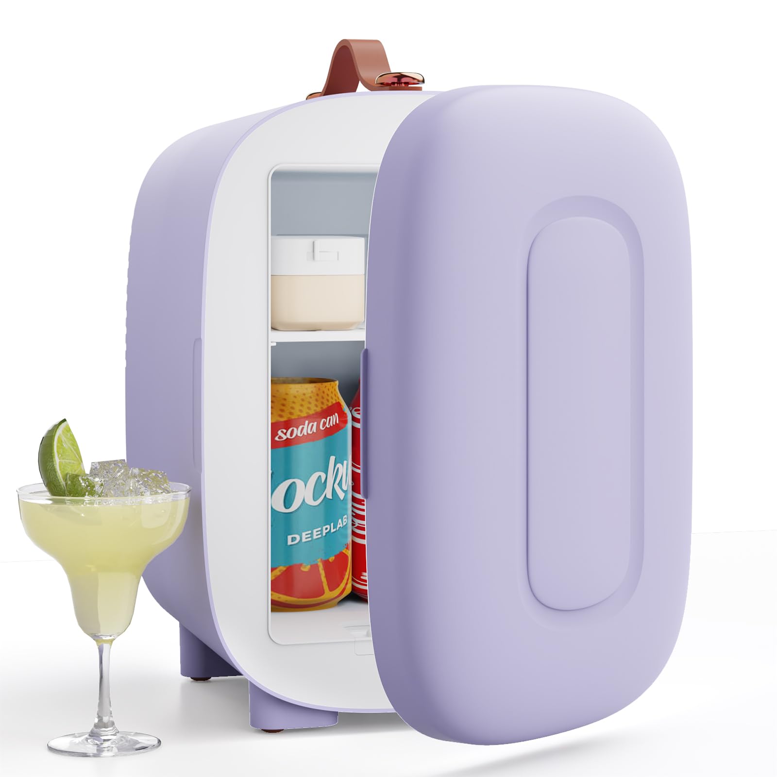 PERSONAL CHILLER 4L Mini Skincare Fridge with Handle, Cooler Mini Fridge, Portable Fridge for Makeup, Skincare, Snacks, Bedroom Vanity, Lavender