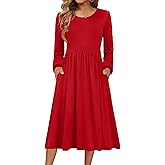 Zeagoo Long Sleeve Dresses for Women 2026 Fall Winter Casual Flowy A-Line Boho Midi Party Long Dress with Pockets