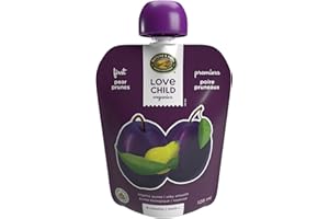 Love Child Organics, First Pears, Prunes, Baby Food, 128ml Pouch Puree (1 Pack) 6 Months Plus