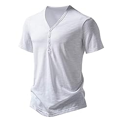Generic Men's V Neck Henley T-Shirts Classic