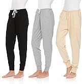 3 Pack: Womens Cotton Joggers - 100% Cotton Lounge Athletic Casual Sleep Casual Pajama PJ Pants Sweatpants