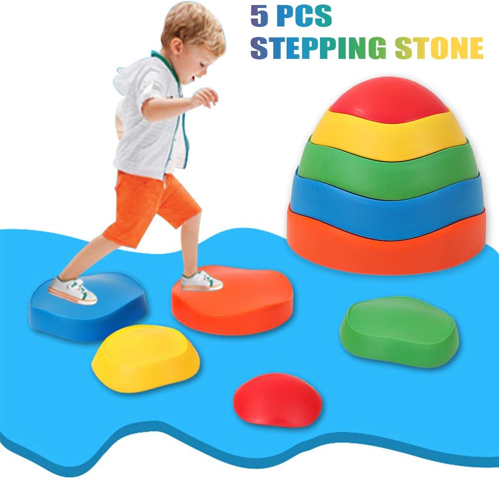 Almabner 5Pcs Balance Stepping Stones,Kids Play Equipment Toys Balance Training Stepping Stone for Outdoor,Indoor,Home