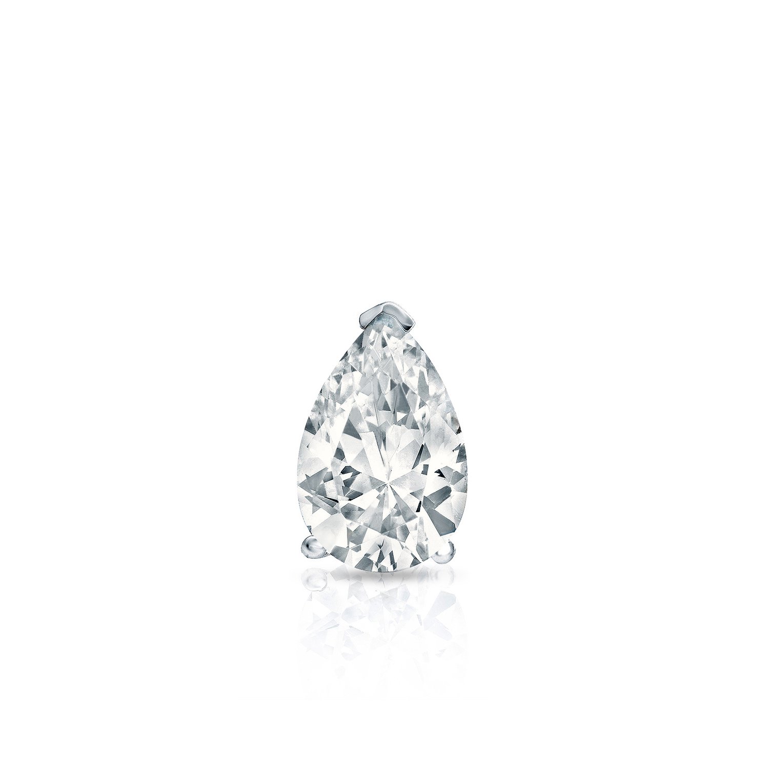 14k White Gold Pear Diamond Simulated Cubic Zirconia Men SINGLE STUD Earrings V-Prong (1/3ct,Excelle