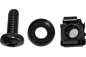 Wang-Data 100 Sets M6 Square Hole Hardware Cage Nuts & Mounting Screws Washers for Server Rack and Cabinet (M6 X 16mm)(Screw+Washer+cage nut)