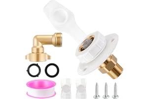 Otoolling Rv City Water Inlet with Check Valve 90° Solid Brass Hose Elbow Fresh Water Inlet Replacement Lead-free Brass 3/4 Get Female to 1/2 Npt Male Connection for Rv Camper Motorhome Trailer Marine