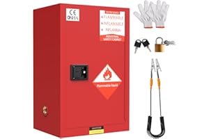 YOEXTO Fireproof Storage Cabinet 30 Gallon, 23.23" x 18.11" x 35" Galvanized Steel Flammable Cabinet, Chemical, Red