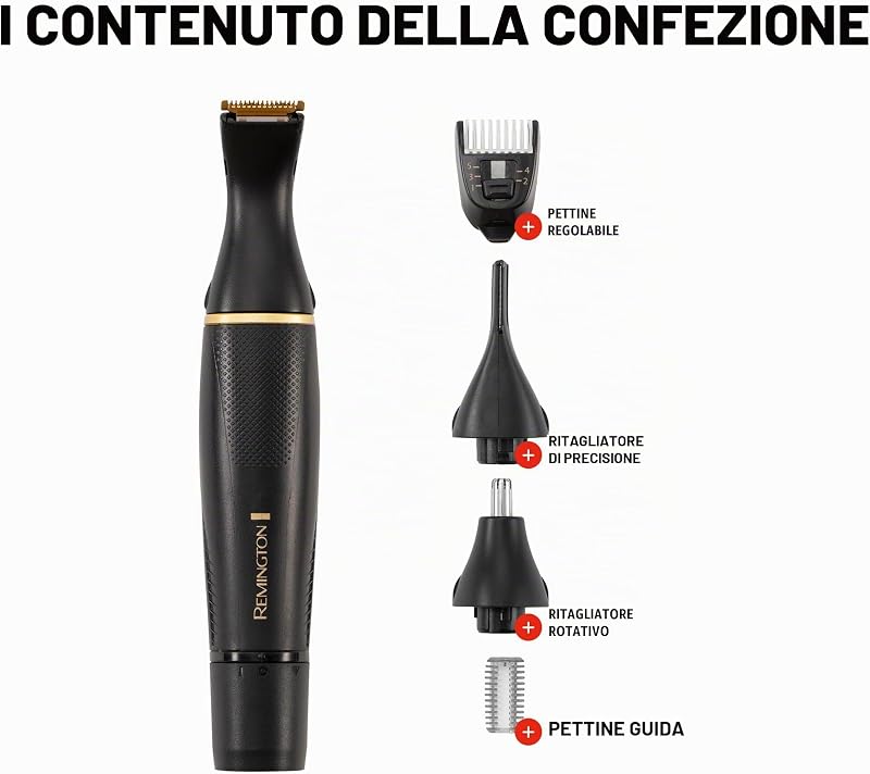 Taglia peli Naso, Orecchie Professionale Indolore, Taglia peli multiplo [rifinitore per peli del naso, orecchie, sopracciglia, regolabarba], lama titanio, testina 1-5 mm, a batteria, NE7000