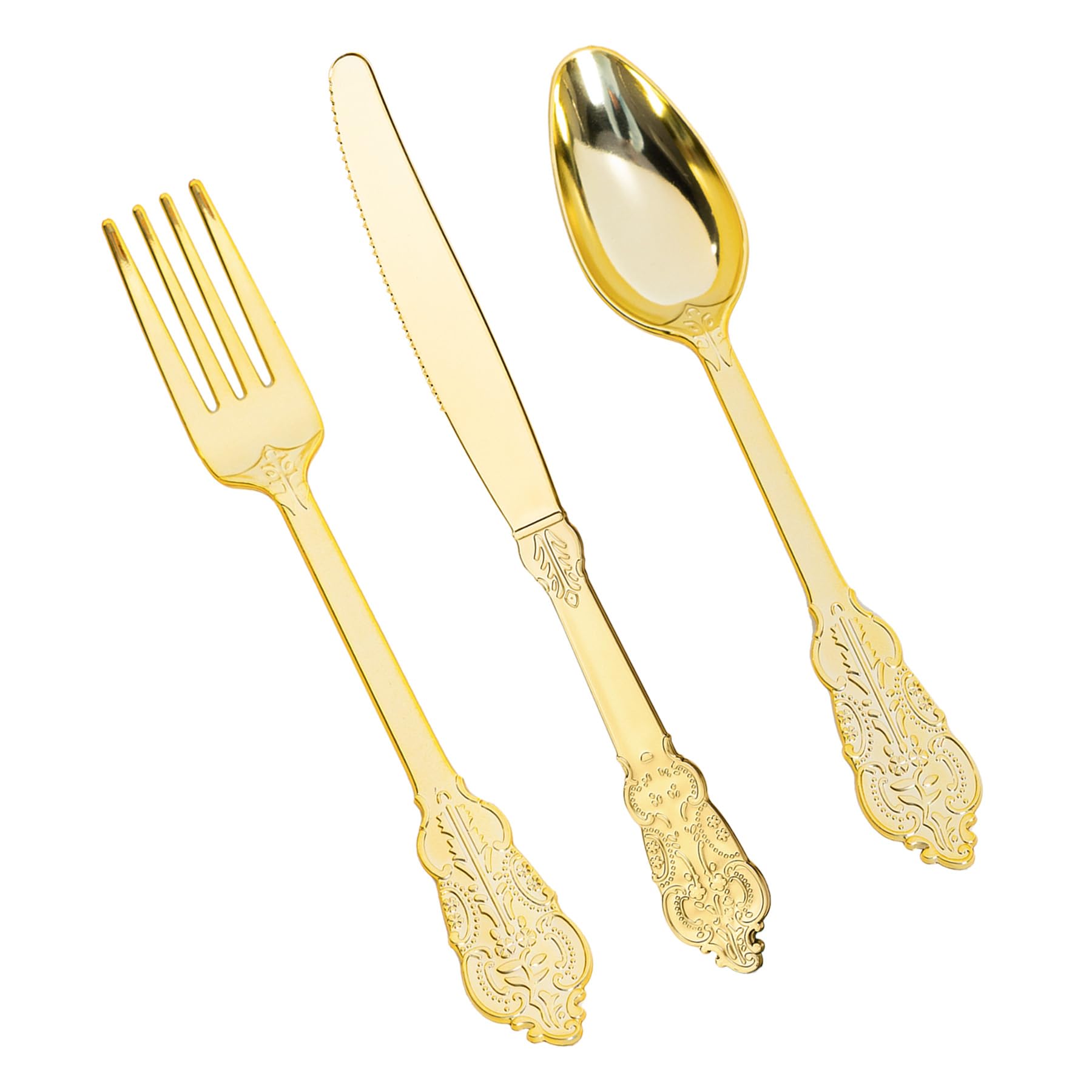 Photo 1 of HOMIP 160PCS Gold Plastic Silverware Set Disposable Utensils -Include 80 Forks,40 Knives,40 Spoons -Heavyduty Cutlery Set for Vintage Wedding Party and Daily Use