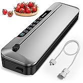 Vacuum Sealer Machine 75Kpa Precision Suction Power 6-in-1 Food Sealer with Digital Timer, Dry & Moist Food Modes, Compact Design with 10 Vacuum Bags & Built-in Cutter(Sliver)
