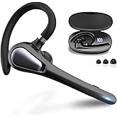 YUEHEMEI Bluetooth Headset, V6.0 Wireless Bluetooth Earpiece with 400mAh Charging Case 72 Hours Talking Time Built-in Microphone for iOS Android Cell Phone, Hand-Free Headphones for Trucker, Office
