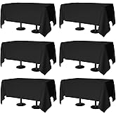 Winwingo 70x120 Table Cloth - 6 Pack Rectangular Black Washable Stain and Wrinkle Resistant Polyester Table Cover for Dining Tables, Various Parties and Camping (Black)
