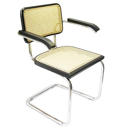 Marcel Breuer Cesca Cane Chrome Arm Chair In Black