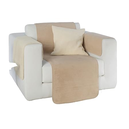 Erwin Müller Sesselschoner, Sesselauflage, Überwurf, Creme/wollweiß Größe 50x200 cm - weich, temparaturausgleichend, atmungsa