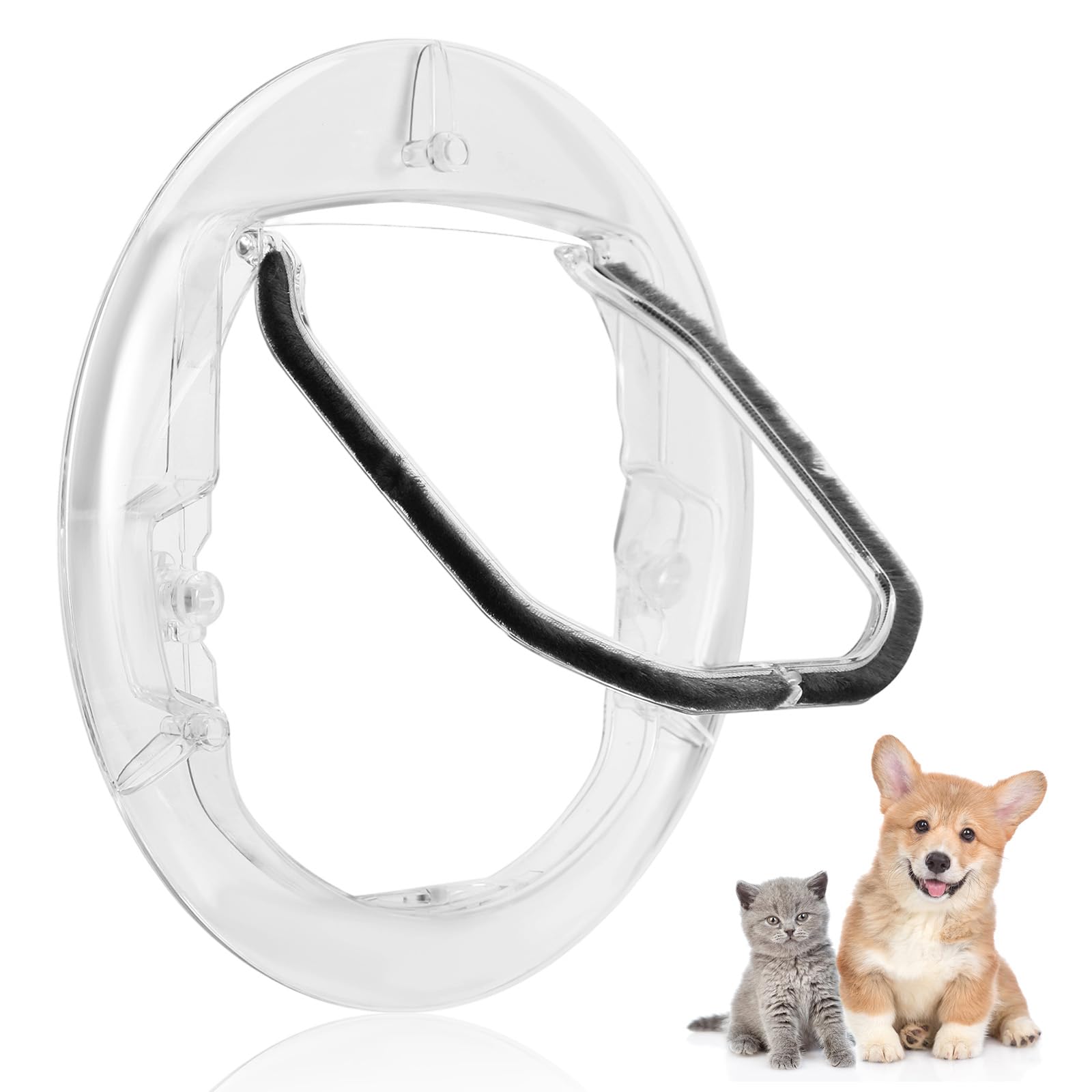 Felenny 4-Way Locking Pet Door Transparent Round Cat Flap for Pets Cats Small Dogs, Round Cat Flap with Door Liner Kit for Sliding Glass Door