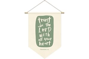 ETVISO Trust In The Lord Christian Banner, Trendy Sage Green Banner, Proverbs 3:5 Christian Religious Wall Hanging Pennant Flag Decor for Kids Room Preschool Classroom