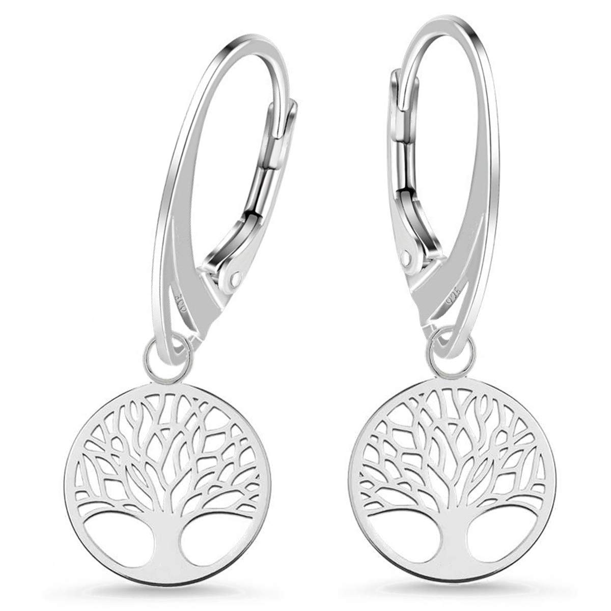 For You Tree of Life French Hook Earrings 925 Sterling Silver Girls Women Tree of Life Earrings