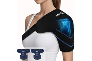 REVIX Shoulder Ice Pack Wrap, 2 Gel Packs+1 Shoulder Brace for Rotator Cuff and Arm, Reusable Gel Cold Therapy Wrap for Disco