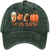 Tis The Season Unisex Fall & Football Hats - Pumpkin & Baseball