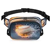 Baseball Water Fire Fanny Pack For Women Men With Adjustable Strap Belt Bag Waterproof Crossbody Bags Lightweight Chest Bag Casual Bum Bags Sling Purse For Sports Traveling Workout Gifts