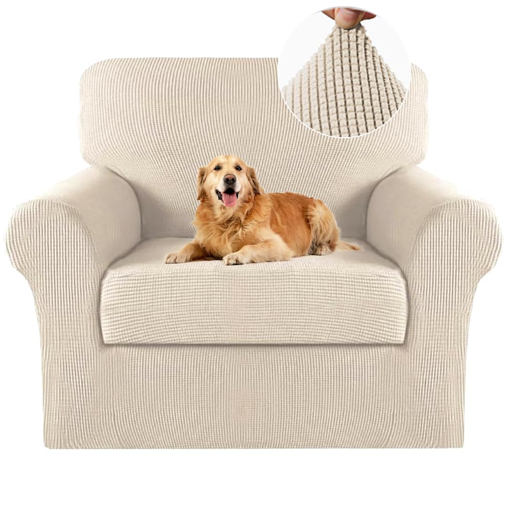 Photo 1 of Turquoize 2 Piece Chair Covers for Living Room Armchair Cover Armchair Slipcovers with Arms Feature Thick Jacquard Fabric (Chair,Biscotti Beige)