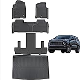 AltraVos Floor Mats & Cargo Liners for Chevy Suburban 2021 2022 2023 2024-7 Seats (2nd Row Bucket Seat),TPE All Weather Floor Liners & Trunk mat for Chevrolet Suburban