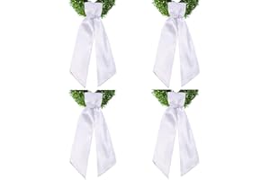 FUCIBT 4 Pack Wreath Sash for Front Door, Blank White Sash for Monogram Embroidery, Front Door Porch Decor, Wreath Accessories, 5'' W x 54'' L (4)