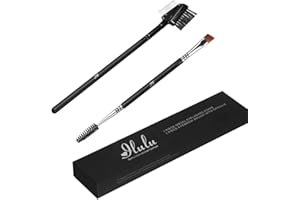 iLuLu Metal Eyelash Comb and Eyebrow Brush with Spoolie, 2 Pieces Professional Makeup Tools Set Best For Eyeliner, Define Las