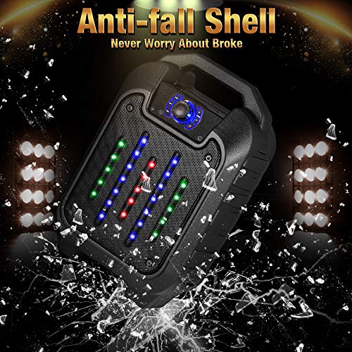 Portable PA System Bluetooth Karaoke Machine Speaker,Rechargeable Karaoke System with LED Lights & Wired Microphone,FM Radio