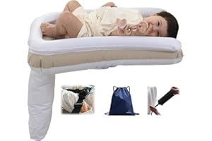 Gembebe Safe and Convenient Traveling with Inflatable Toddler Airplane Bed - Includes Hand Pump, Seat Belt, Comes with Carry Bag, BPA-Free Material, Perfect for Airplane Travel (Brown)