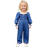HINTINA Toddler Girl One Piece Jumpsuit Long Sleeve Wide Leg Pant Casual Loose Smocked Romper Fall Clothes
