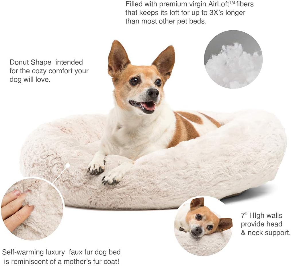 Best Friends by Sheri Luxury Faux Fur Donut Cuddler (30x30), Dark Chocolate - Small Round Donut Cat and Dog Cushion Bed, Orthopedic Relief : Pet Supplies