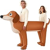 XYJKIDSES Couple Inflatable Dachshund Costume for Adult Halloween Blow Up Costumes 2 People Funny Dog Costumes for Men Women Cosplay