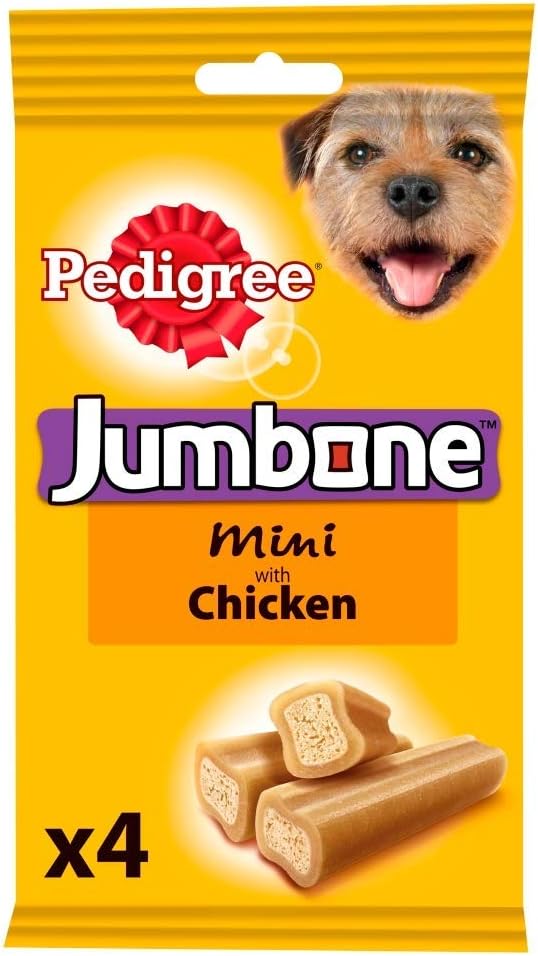 PedigreeJumbone Dog Treats for Small Dogs from 5-10 kg with Chicken and Rice, (4 x 45 g / Total of 4 Chews)