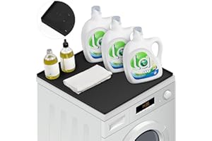 Hvatry Washer and Dryer Covers for the Top - 23.6'' x 19.6'' Washing Machine Protector Mat Silicone Material Anti-scratch, Anti-Slip, Dishwasher Safe for Family Laundry Room Organization, Black