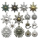 Celestial Sun Charm-100g (about 45-50pcs) Craft Supplies Sun Charms Pendants for Crafting, Jewelry Findings Making Accessory For DIY Necklace Bracelet M6 (Sun Collection)