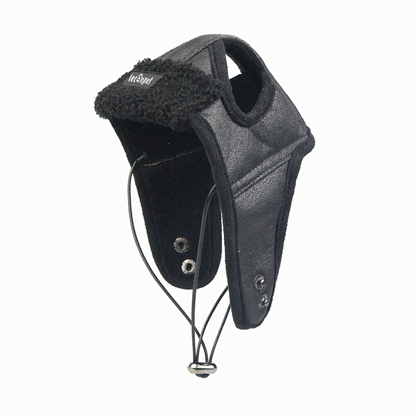 Leconpet Dog Aviator Hat, Dog Winter Pilot Hat with Ear Flaps for Cold Weather (Medium, Black)