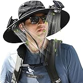 Solar Panel Powered Fan Built in Wide Brim Outdoor Fishing Hat USB Charging Men Ultralight Sun Bucket Mission Cooling Cap