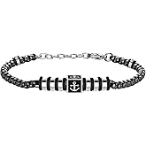 Feifuli Bracelets for Men, Link Chain Stainless Steel Bracelet for Men, Charm Bracelet Chain Adjustable Clasp-Mens Jewelry Present for Dad Grandpa Boyfriend